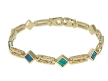 Load image into Gallery viewer, Estate 14k Yellow Gold Australian Opal Chain Bracelet
