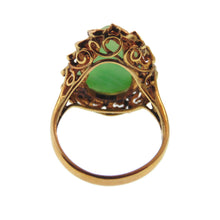 Load image into Gallery viewer, Vintage Green Carved Buddha Jade Ring in 14k Yellow Gold
