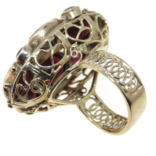 Load image into Gallery viewer, Vintage Natural Garnet Statement Ornate Cocktail Ring in 14k Yellow Gold
