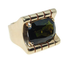 Load image into Gallery viewer, Modernistic Green Tourmaline Men&#39;s Ring in 14k Yellow Gold

