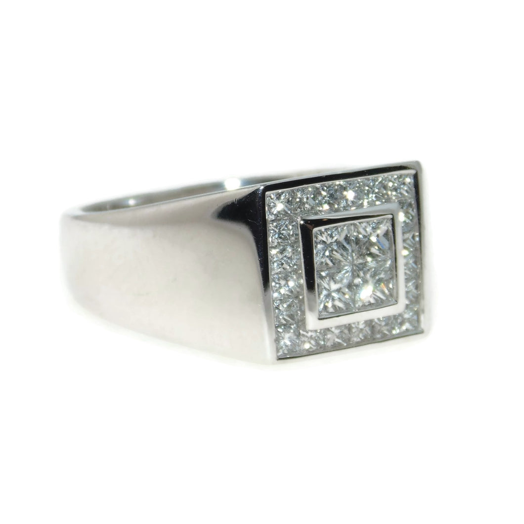 Princess Cut Diamond Cluster Men's Ring