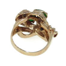 Load image into Gallery viewer, Vintage Green Flower Shape Jade Diamond Ring in 14k Yellow Gold

