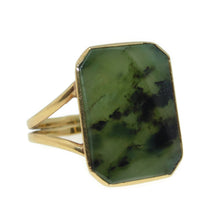 Load image into Gallery viewer, Vintage Green Moss Jade Ring in 14k Yellow Gold

