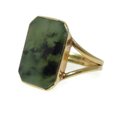 Load image into Gallery viewer, Vintage Green Moss Jade Ring in 14k Yellow Gold
