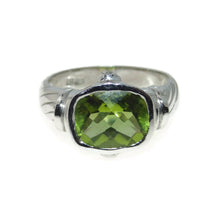 Load image into Gallery viewer, Bezel Set Peridot Ring with Hidden Diamonds in 14k White Gold
