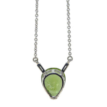 Load image into Gallery viewer, Pear Shape Peridot and Diamond Necklace in 14k White Gold
