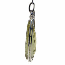 Load image into Gallery viewer, Custom-Made Pear Shape Lemon Quartz and Diamond Halo Pendant in 14k White Gold
