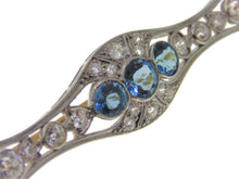 Load image into Gallery viewer, Vintage Art Deco Aquamarine Diamond Brooch in Platinum and 18k Yellow Gold
