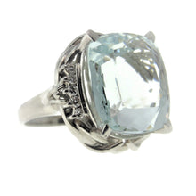Load image into Gallery viewer, Estate Aquamarine Diamond Ring in Platinum

