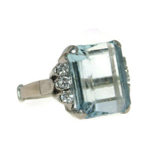 Load image into Gallery viewer, Estate Aquamarine Diamond Ring in 14k White Gold
