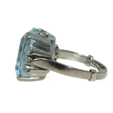 Load image into Gallery viewer, Estate Aquamarine Diamond Ring in 14k White Gold
