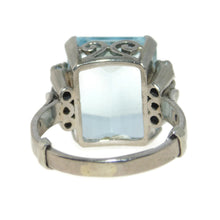 Load image into Gallery viewer, Estate Aquamarine Diamond Ring in 14k White Gold
