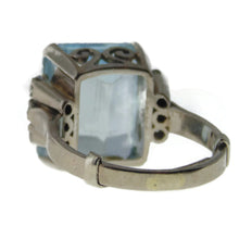 Load image into Gallery viewer, Estate Aquamarine Diamond Ring in 14k White Gold
