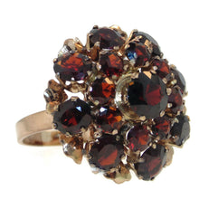 Load image into Gallery viewer, Vintage Natural Garnet Statement Tiered Domed Ring in 14k Yellow Gold
