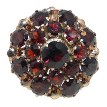 Load image into Gallery viewer, Vintage Natural Garnet Statement Tiered Domed Ring in 14k Yellow Gold
