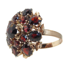 Load image into Gallery viewer, Vintage Natural Garnet Statement Tiered Domed Ring in 14k Yellow Gold
