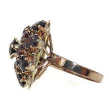 Load image into Gallery viewer, Vintage Natural Garnet Statement Tiered Domed Ring in 14k Yellow Gold
