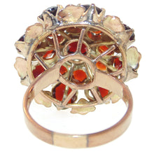 Load image into Gallery viewer, Vintage Natural Garnet Statement Tiered Domed Ring in 14k Yellow Gold
