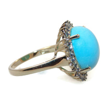 Load image into Gallery viewer, Custom-Made Turquoise Ring with Diamond Halo in 14k Yellow Gold
