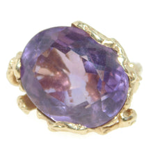 Load image into Gallery viewer, Estate Purple 10.0 Carat Amethyst Nature Inspired Statement Ring in 18k Yellow Gold
