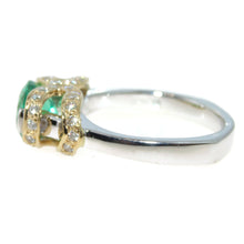 Load image into Gallery viewer, Estate 14k Yellow and White Gold Oval Emerald Diamond Ring

