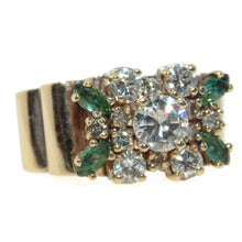 Load image into Gallery viewer, Estate Emerald Diamond Statement Ring Yellow Gold
