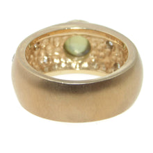 Load image into Gallery viewer, Green Chrysoberyl &quot;Cat&#39;s Eye&quot; Diamond Band Ring in 14k Satin Yellow Gold
