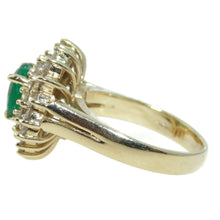 Load image into Gallery viewer, Estate 14k Yellow Gold Heart Shaped Emerald With Heart Shaped Diamond Halo Ring
