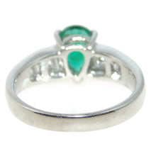 Load image into Gallery viewer, Estate Pear Shape Emerald Diamond Ring in Platinum
