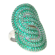 Load image into Gallery viewer, Estate 14k White Gold Emerald Figure 8 Statement Ring

