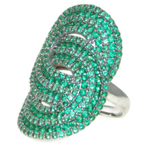 Load image into Gallery viewer, Estate 14k White Gold Emerald Figure 8 Statement Ring
