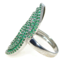 Load image into Gallery viewer, Estate 14k White Gold Emerald Figure 8 Statement Ring
