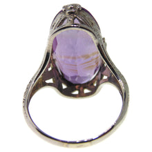 Load image into Gallery viewer, Vintage Purple Amethyst Ornate Ring in 18k White Gold
