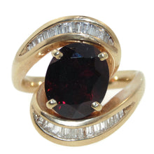 Load image into Gallery viewer, Wrap Red Garnet Ring in 14k Yellow Gold with Diamonds
