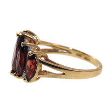 Load image into Gallery viewer, Red Garnet Row Ring in 10k Yellow Gold with Diamonds
