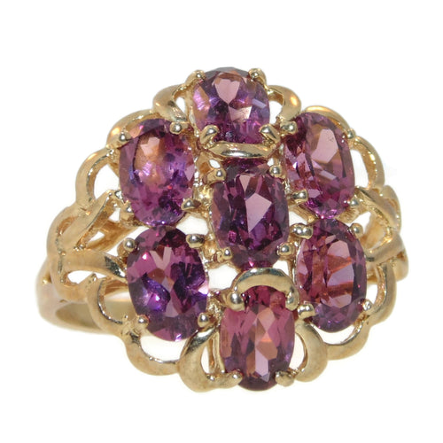 Rhodolite Garnet Cluster Garnet Ring in 14k Yellow Gold