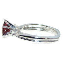 Load image into Gallery viewer, Round Red Garnet Ring with Diamonds in 14k White Gold
