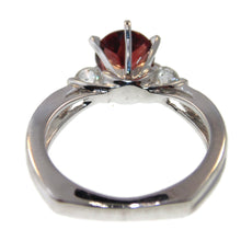 Load image into Gallery viewer, Round Red Garnet Ring with Diamonds in 14k White Gold

