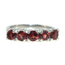 Load image into Gallery viewer, 5 Stone Round Garnet Ring in 14k White Gold
