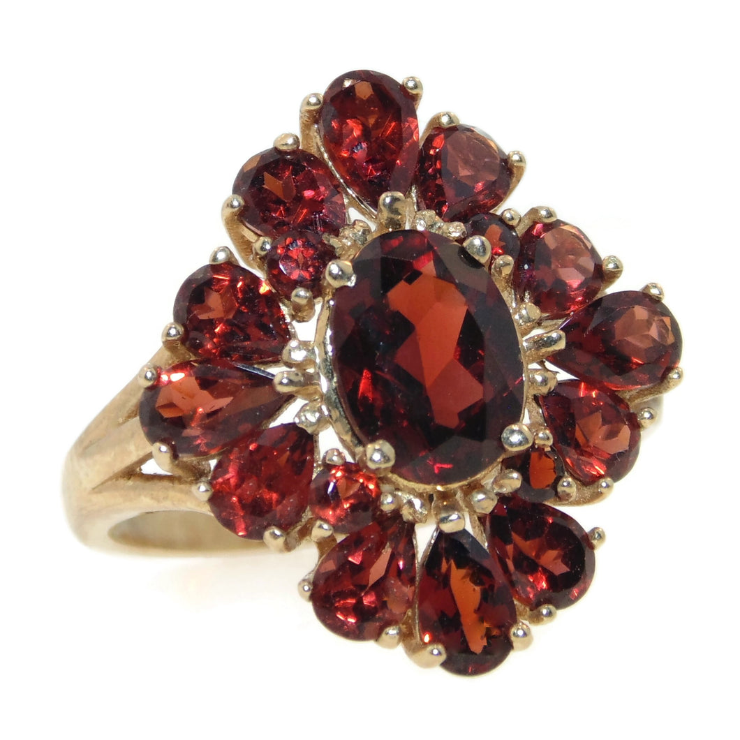 Cluster Garnet Ring in Yellow Gold