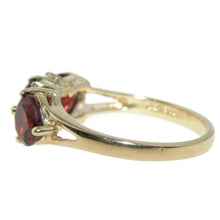 Load image into Gallery viewer, Vintage Natural Heart Garnet Diamond Ring in 14k Yellow Gold
