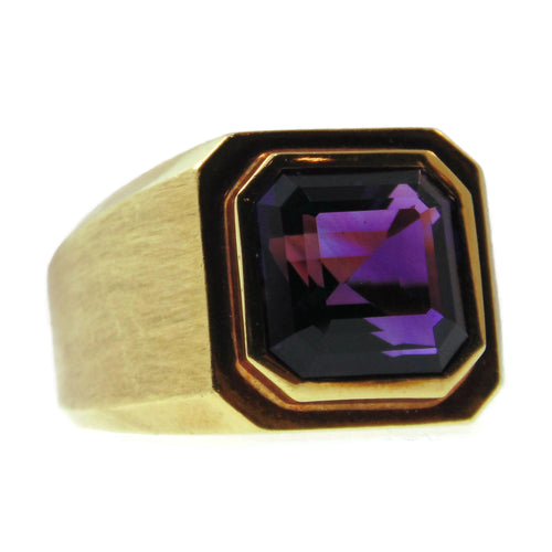 Men's Purple Asscher Cut Amethyst Statement Ring