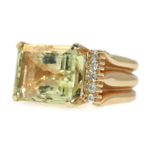 Load image into Gallery viewer, Men&#39;s Estate 14k Yellow Gold Lemon Quartz and Diamond Statement Ring
