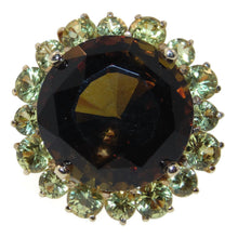 Load image into Gallery viewer, Statement 14k Yellow Gold Smokey Topaz Ring with Citrine Halo

