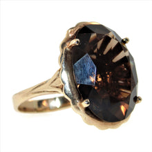 Load image into Gallery viewer, Estate Smokey Topaz Oval Ring with Scalloped Detail in 14k Yellow Gold
