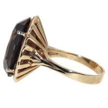 Load image into Gallery viewer, Estate Smokey Topaz Oval Ring with Scalloped Detail in 14k Yellow Gold
