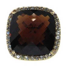 Load image into Gallery viewer, Custom-Made 14k Yellow Gold Smokey Quartz Ring with a Diamond Halo
