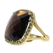 Load image into Gallery viewer, Custom-Made 14k Yellow Gold Smokey Quartz Ring with a Diamond Halo
