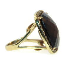 Load image into Gallery viewer, Custom-Made 14k Yellow Gold Smokey Quartz Ring with a Diamond Halo
