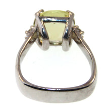 Load image into Gallery viewer, Cushion Cut Lemon Quartz Ring in 14k White Gold with a Square Shank
